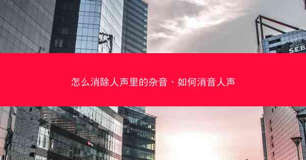 怎么消除人声里的杂音、如何消音人声
