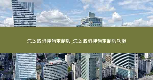 怎么取消搜狗定制版_怎么取消搜狗定制版功能
