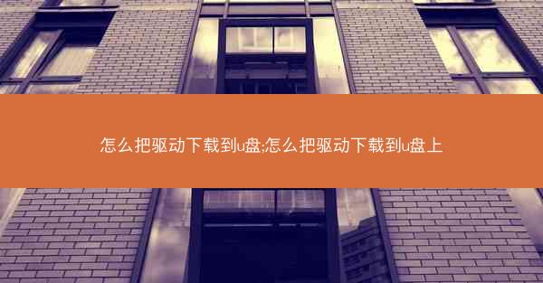 怎么把驱动下载到u盘;怎么把驱动下载到u盘上