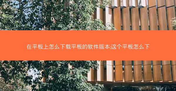在平板上怎么下载平板的软件版本;这个平板怎么下