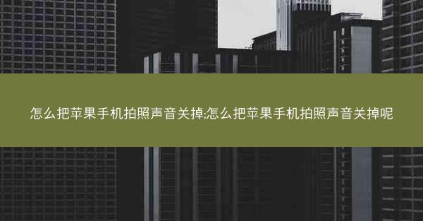 怎么把苹果手机拍照声音关掉;怎么把苹果手机拍照声音关掉呢