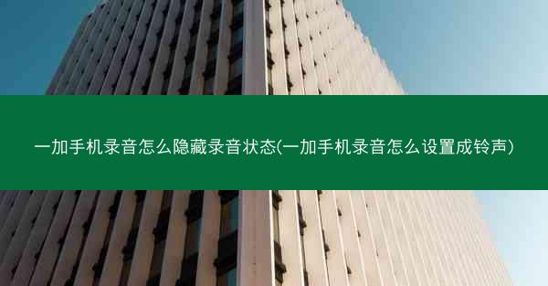 一加手机录音怎么隐藏录音状态(一加手机录音怎么设置成铃声)