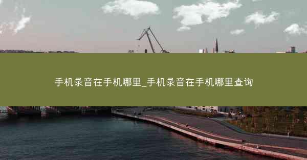 手机录音在手机哪里_手机录音在手机哪里查询