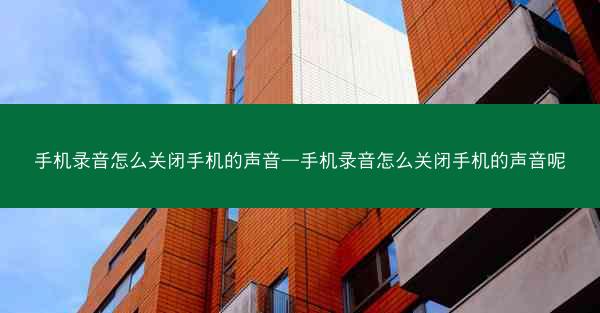 手机录音怎么关闭手机的声音—手机录音怎么关闭手机的声音呢