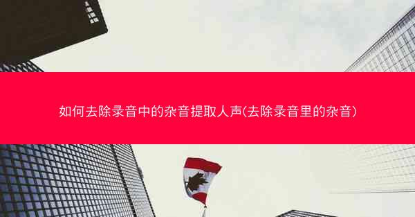 如何去除录音中的杂音提取人声(去除录音里的杂音)