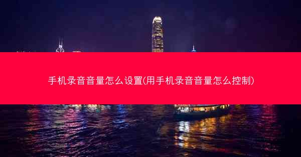 手机录音音量怎么设置(用手机录音音量怎么控制)