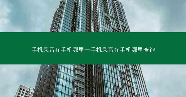 手机录音在手机哪里—手机录音在手机哪里查询
