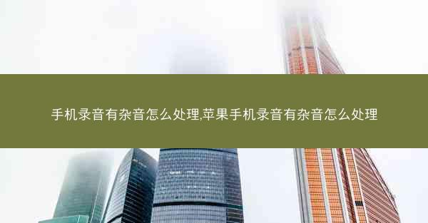 手机录音有杂音怎么处理,苹果手机录音有杂音怎么处理